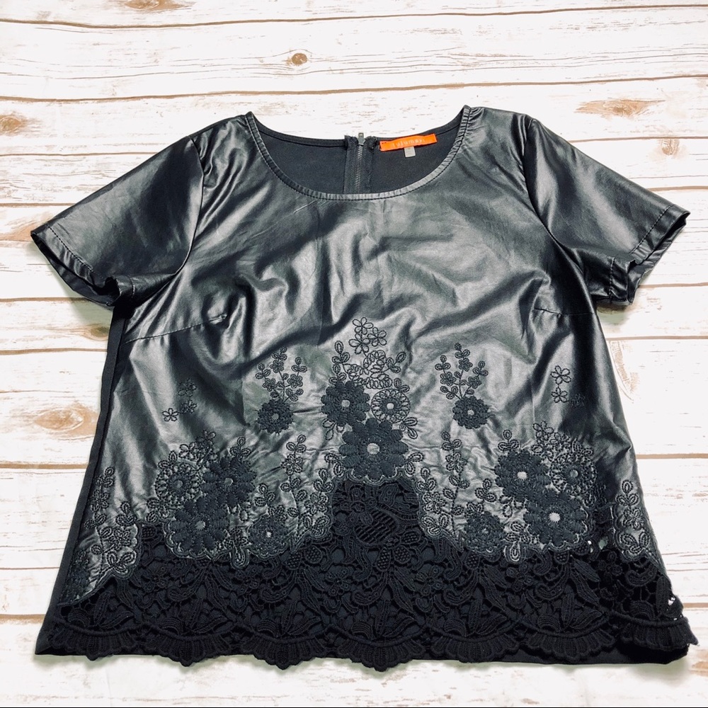 Lulumari Faux Leather and Lace Top - Picture 2 of 8